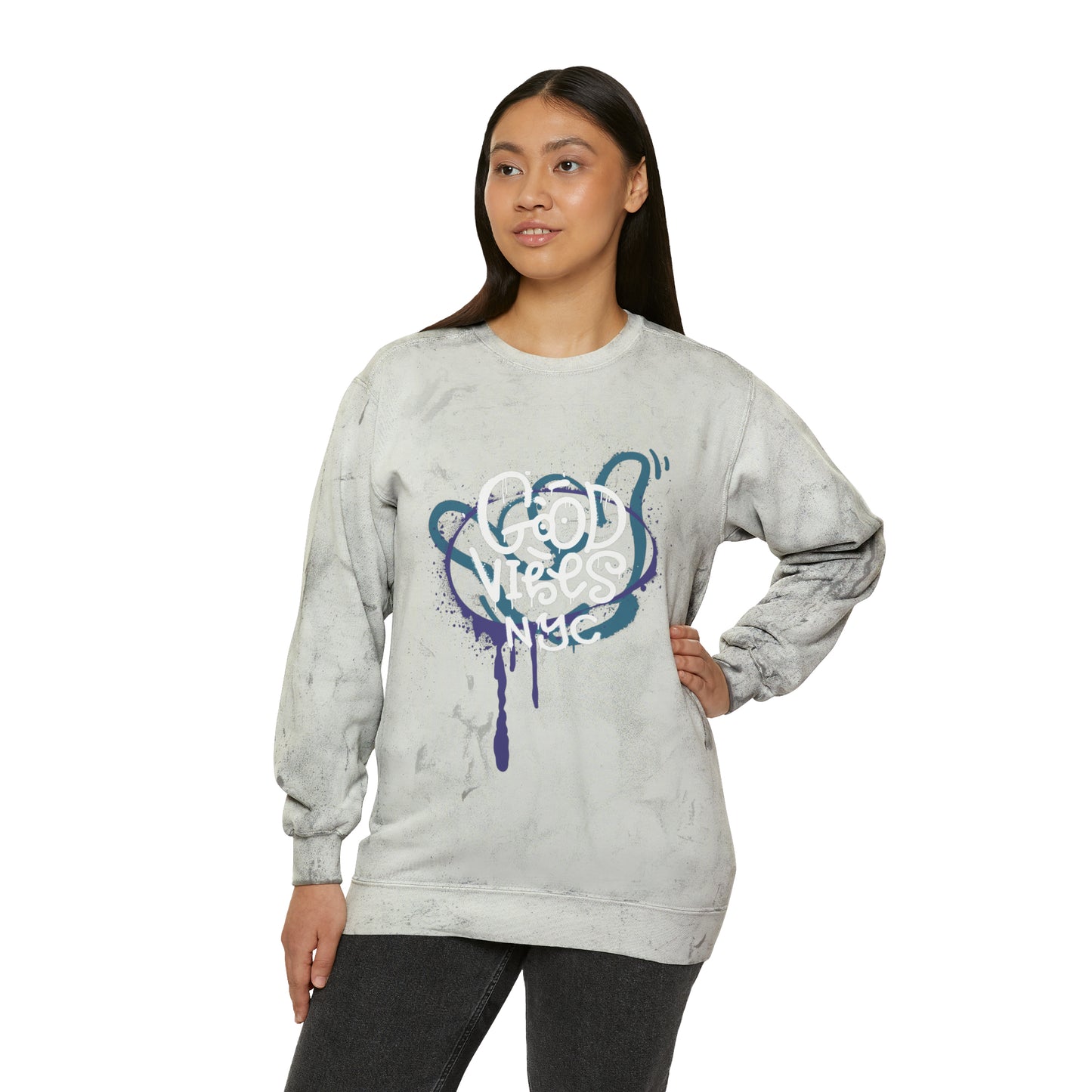 Laid-Back Lavender: 'Good Vibes' Long Sleeve Tee - Good Vibes NYC