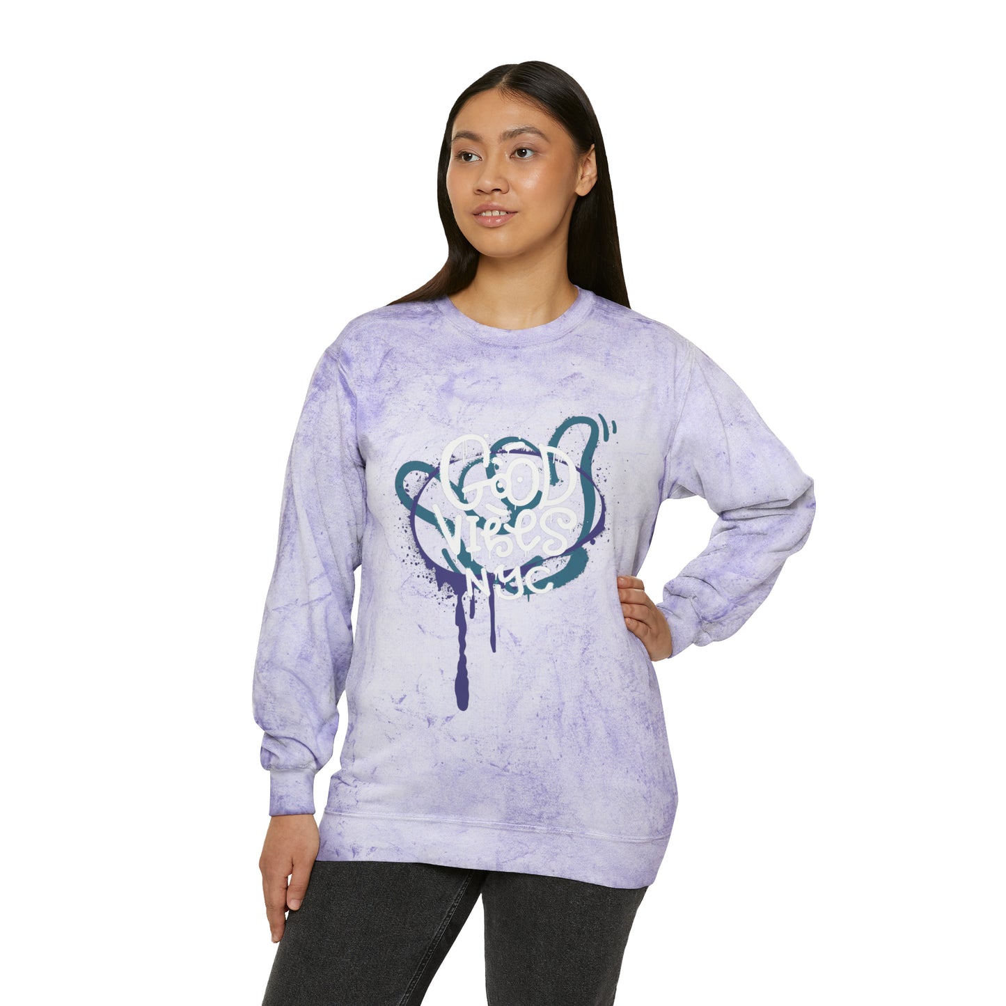 Laid-Back Lavender: 'Good Vibes' Long Sleeve Tee - Good Vibes NYC