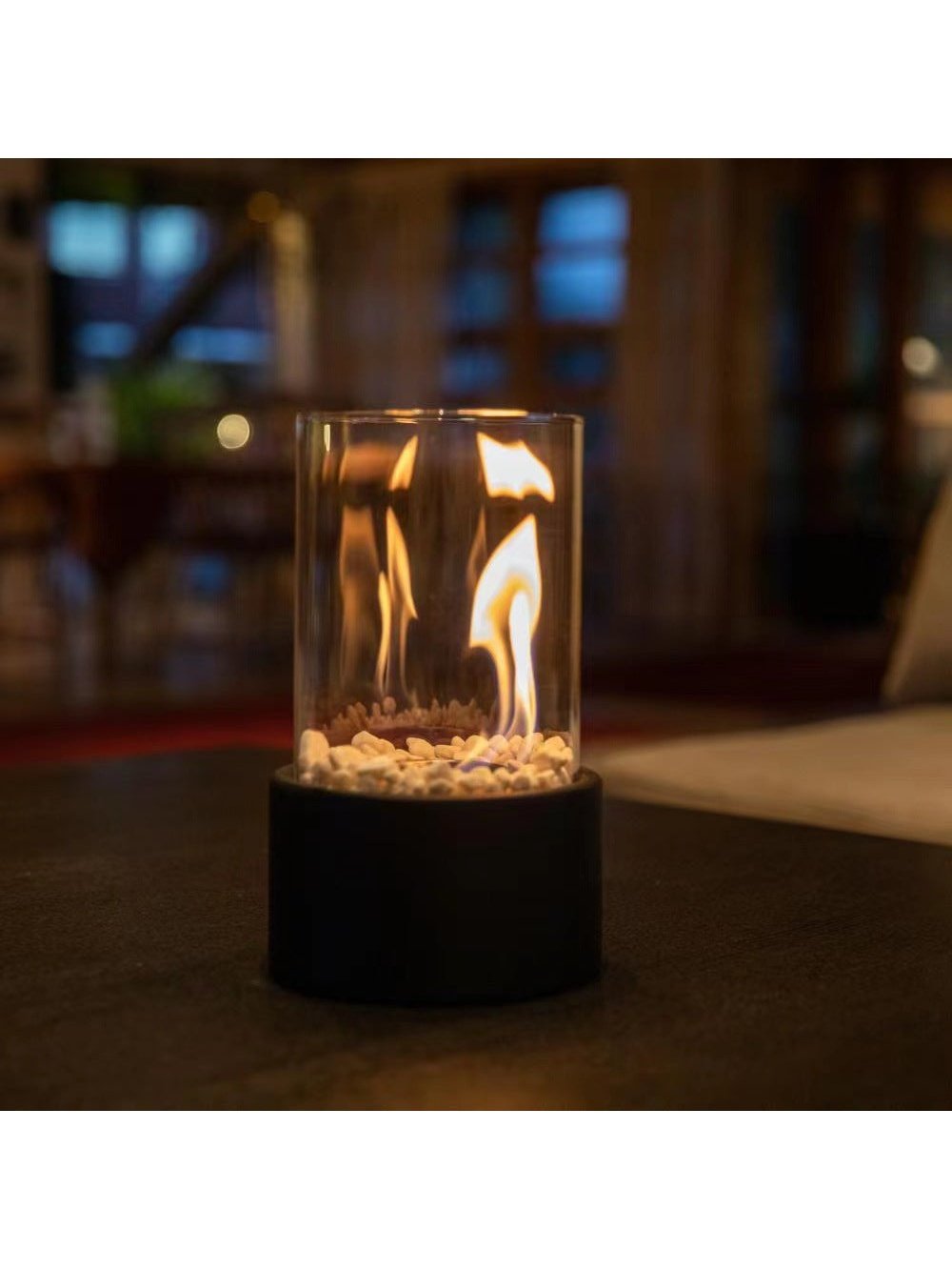 Portable Glass Decorative Alcohol Fireplace Table Lamp