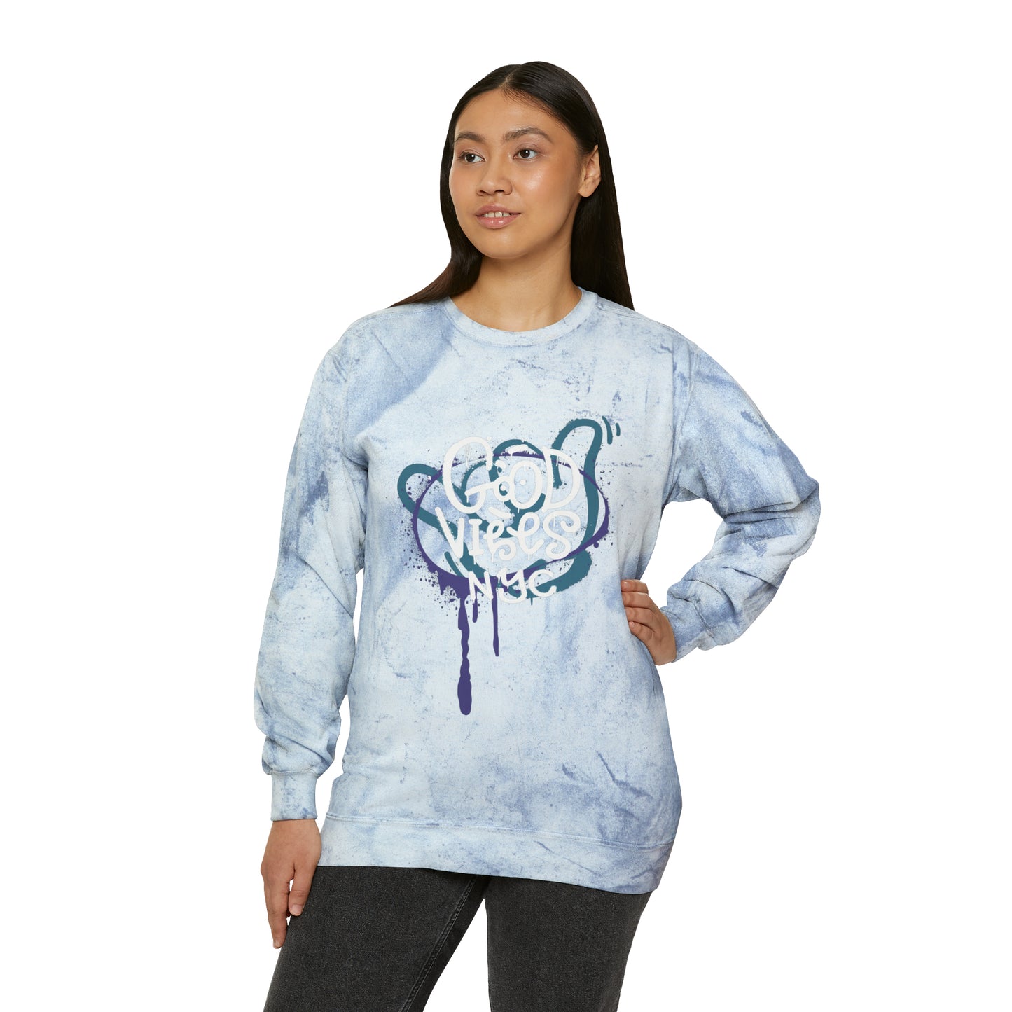 Laid-Back Lavender: 'Good Vibes' Long Sleeve Tee - Good Vibes NYC