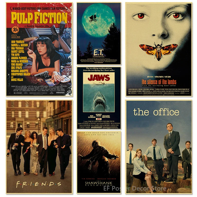 Vintage Movie Posters & TV Show Art Prints – Retro Home Decor for The Office, Friends, and Classic Films | Bar & Room Wall Art