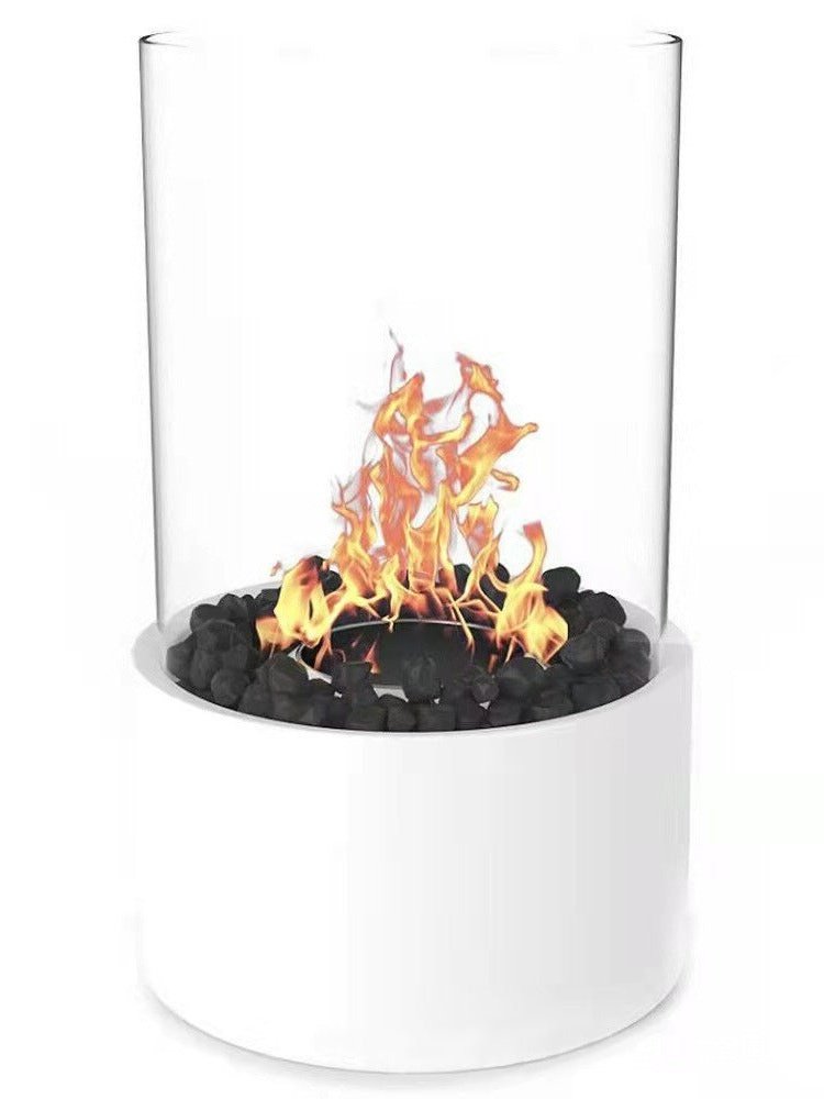 Portable Glass Decorative Alcohol Fireplace Table Lamp