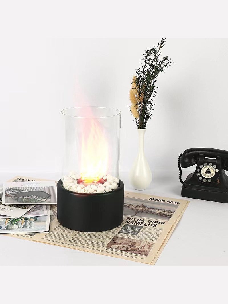 Portable Glass Decorative Alcohol Fireplace Table Lamp