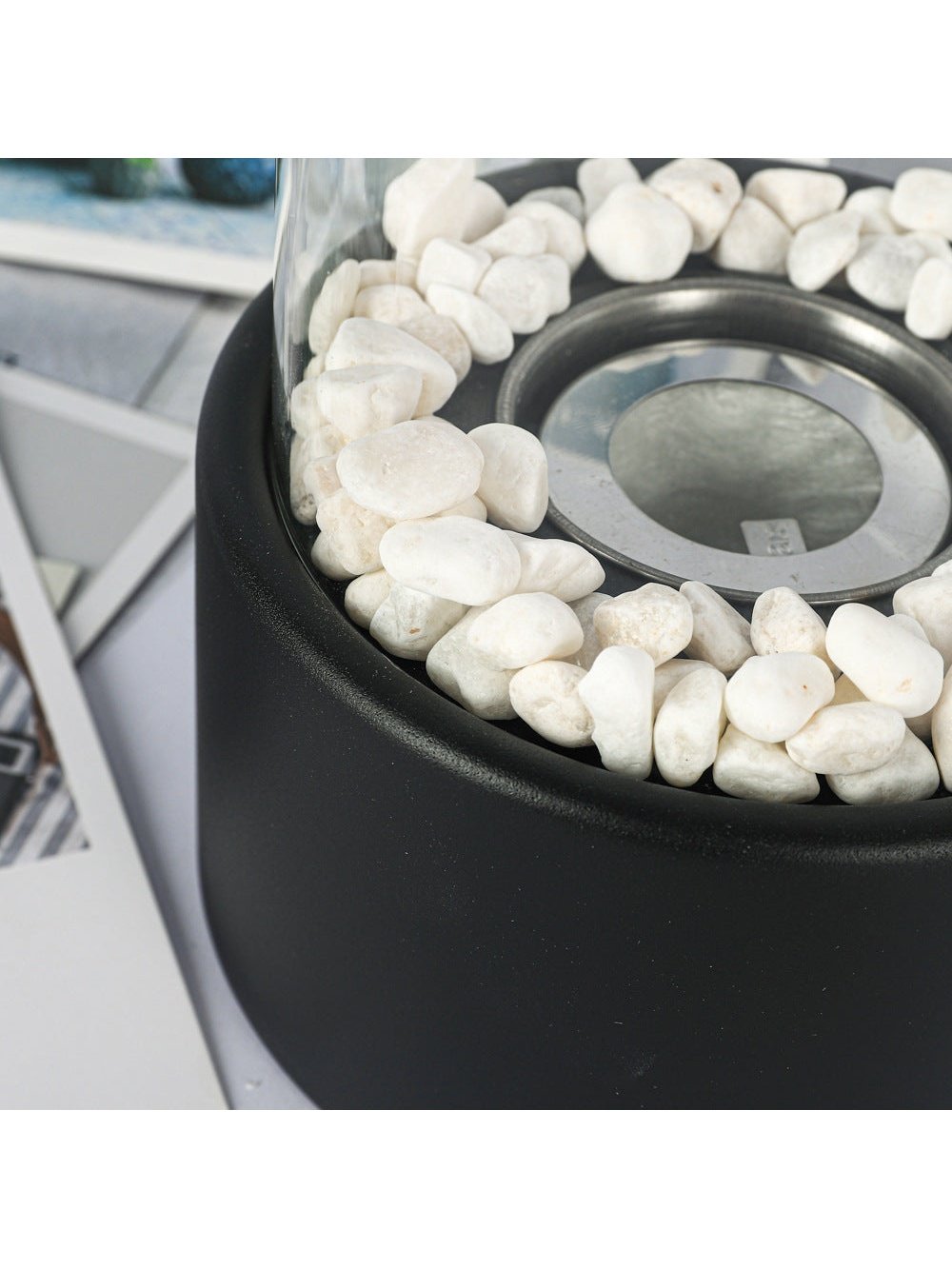 Portable Glass Decorative Alcohol Fireplace Table Lamp