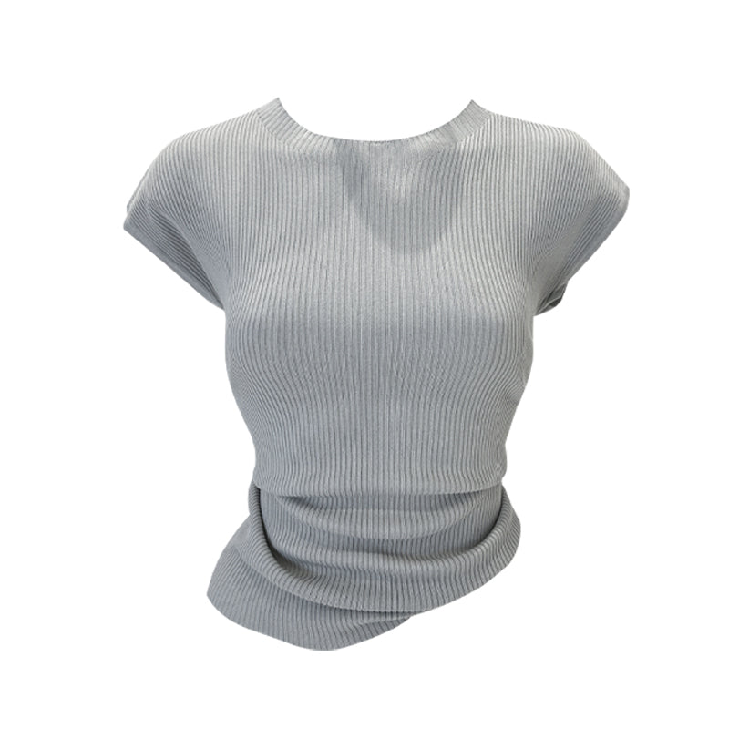 Elegant Shoulder Short Sleeve Knitwear