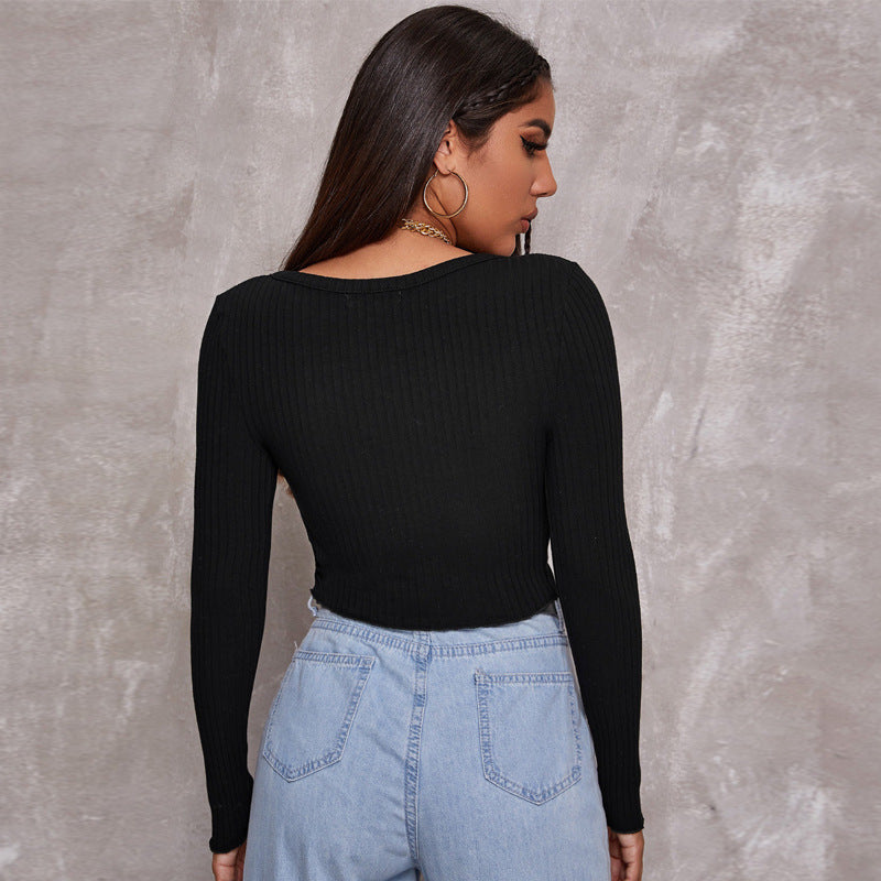 Long Sleeved Crop Cardigan Knit Top