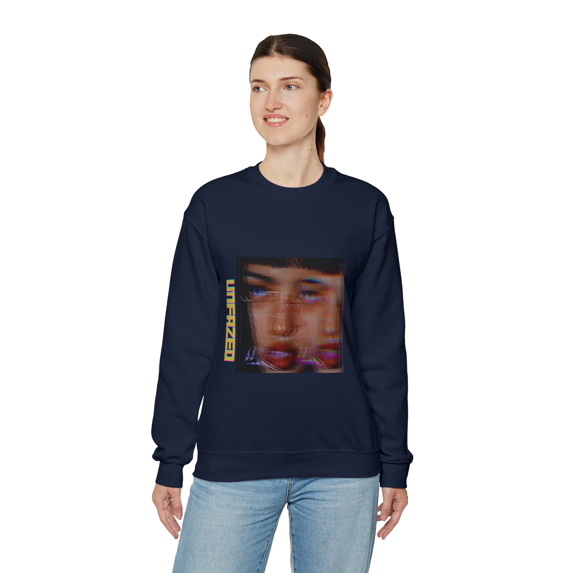 Unisex Heavy Blend™ Unfazed' Holographic Portrait Sweatshirt