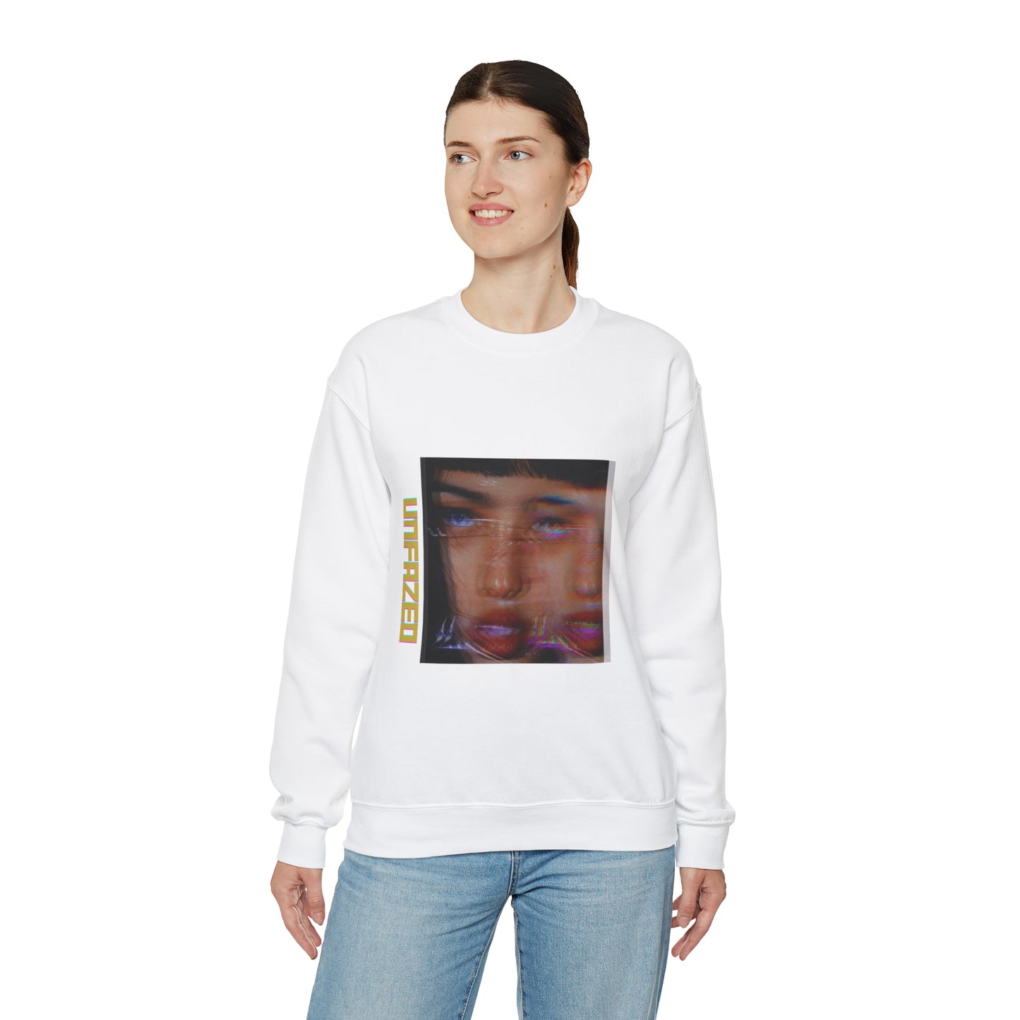 Unisex Heavy Blend™ Unfazed' Holographic Portrait Sweatshirt