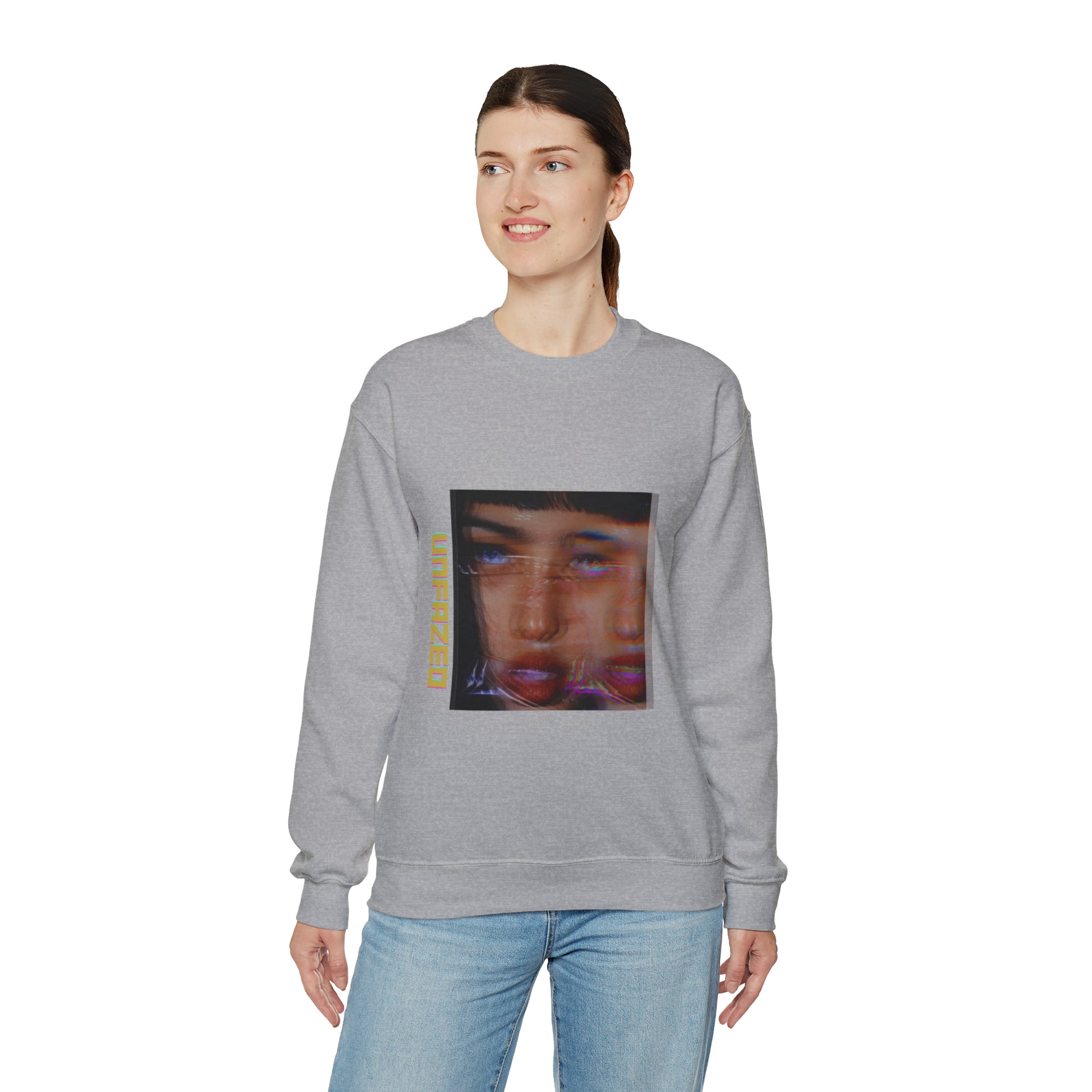 Unisex Heavy Blend™ Unfazed' Holographic Portrait Sweatshirt