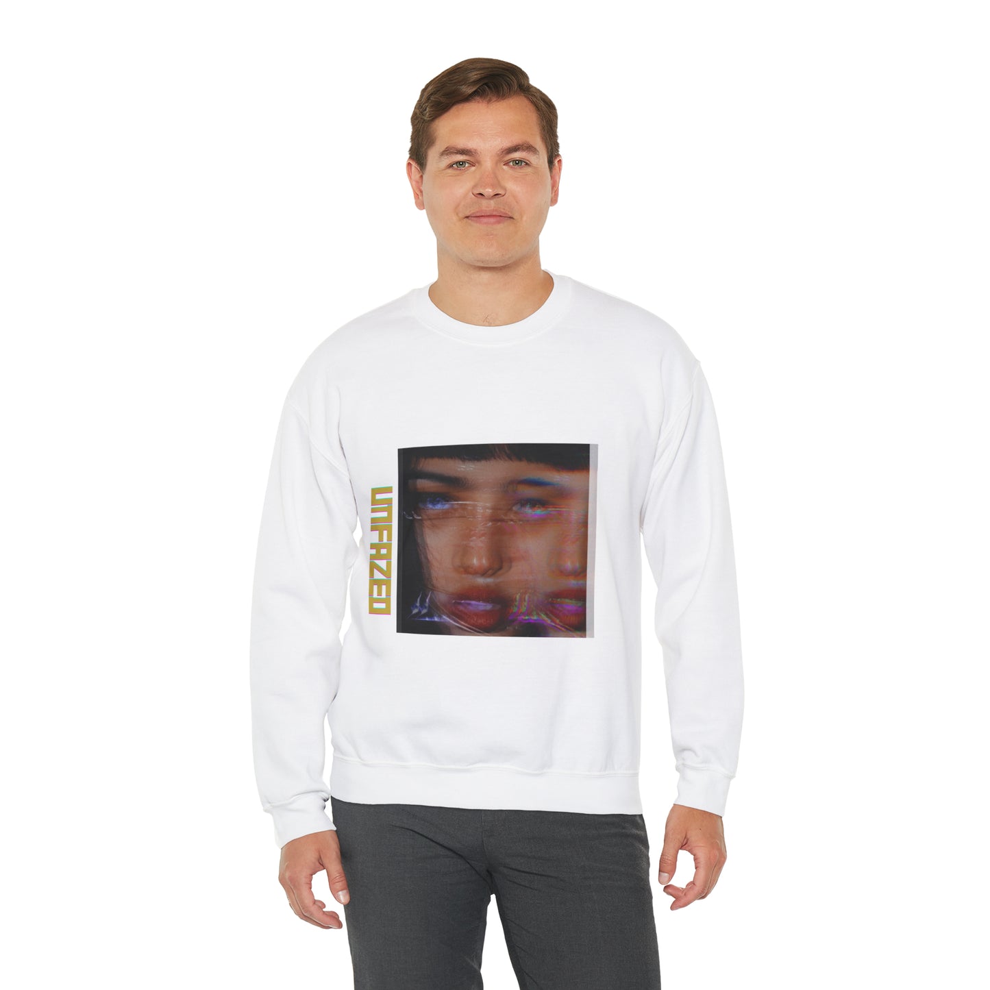 Unisex Heavy Blend™ Unfazed' Holographic Portrait Sweatshirt