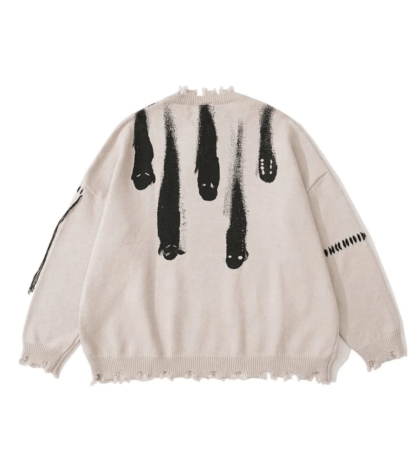 Artisanal Brushstroke Knit Sweater: Vintage Streetwear Elegance