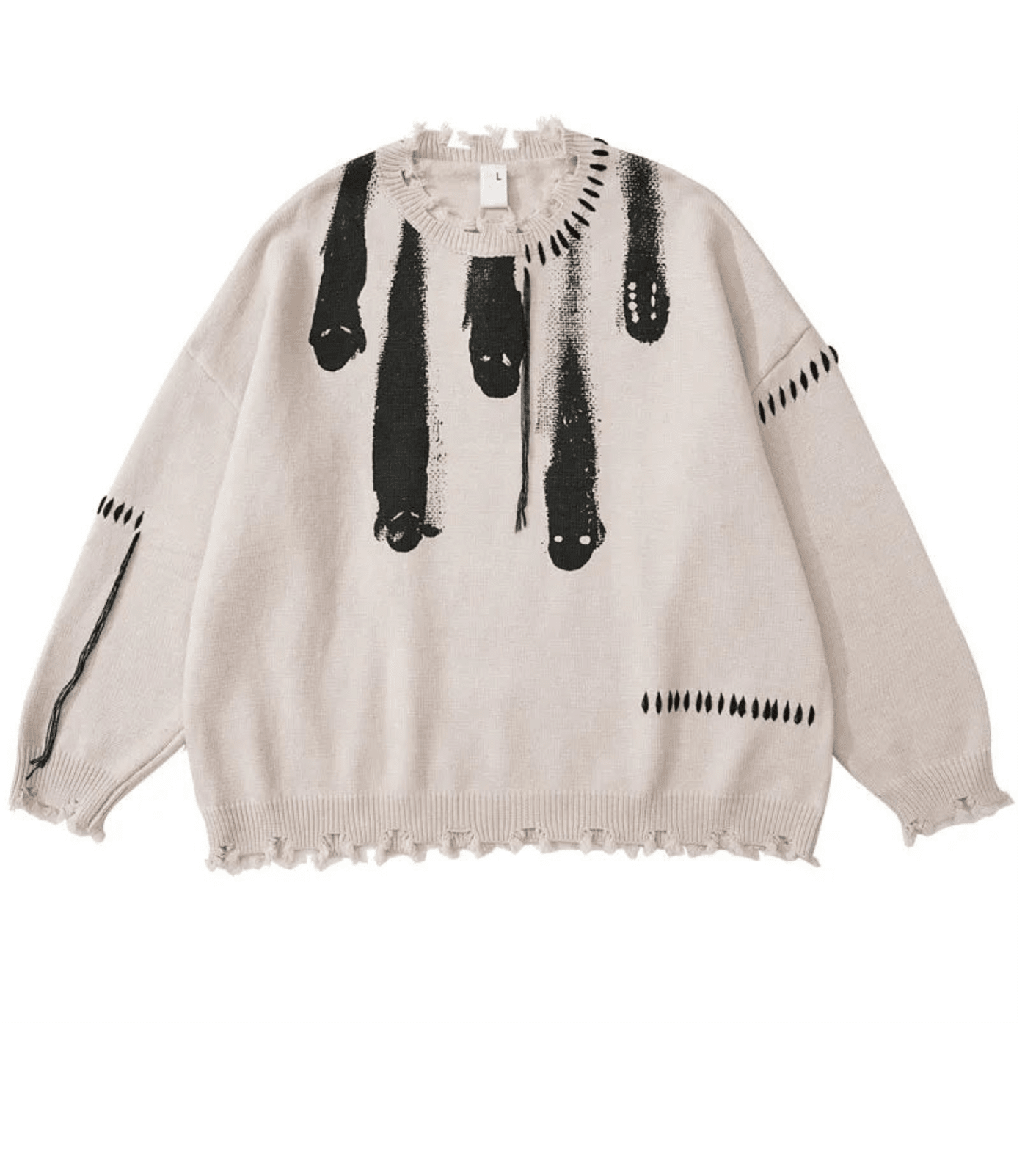 Artisanal Brushstroke Knit Sweater: Vintage Streetwear Elegance