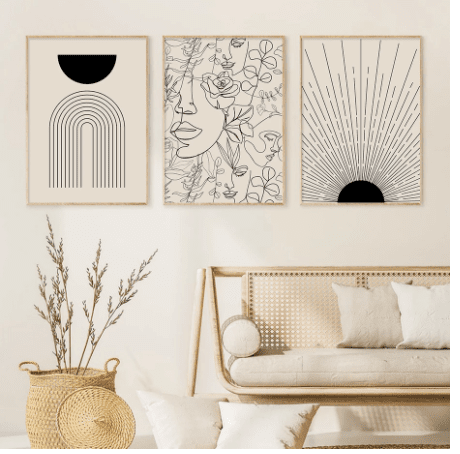 Boho Abstract Lines Canvas Home Decor