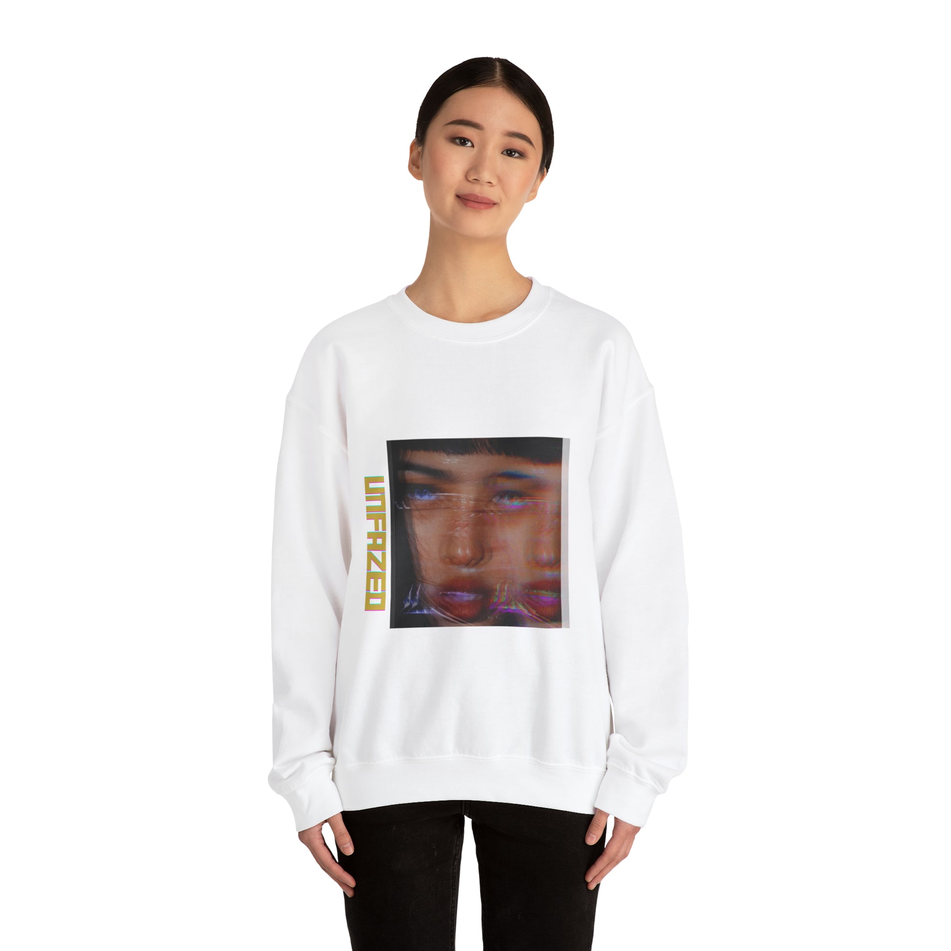 Unisex Heavy Blend™ Unfazed' Holographic Portrait Sweatshirt