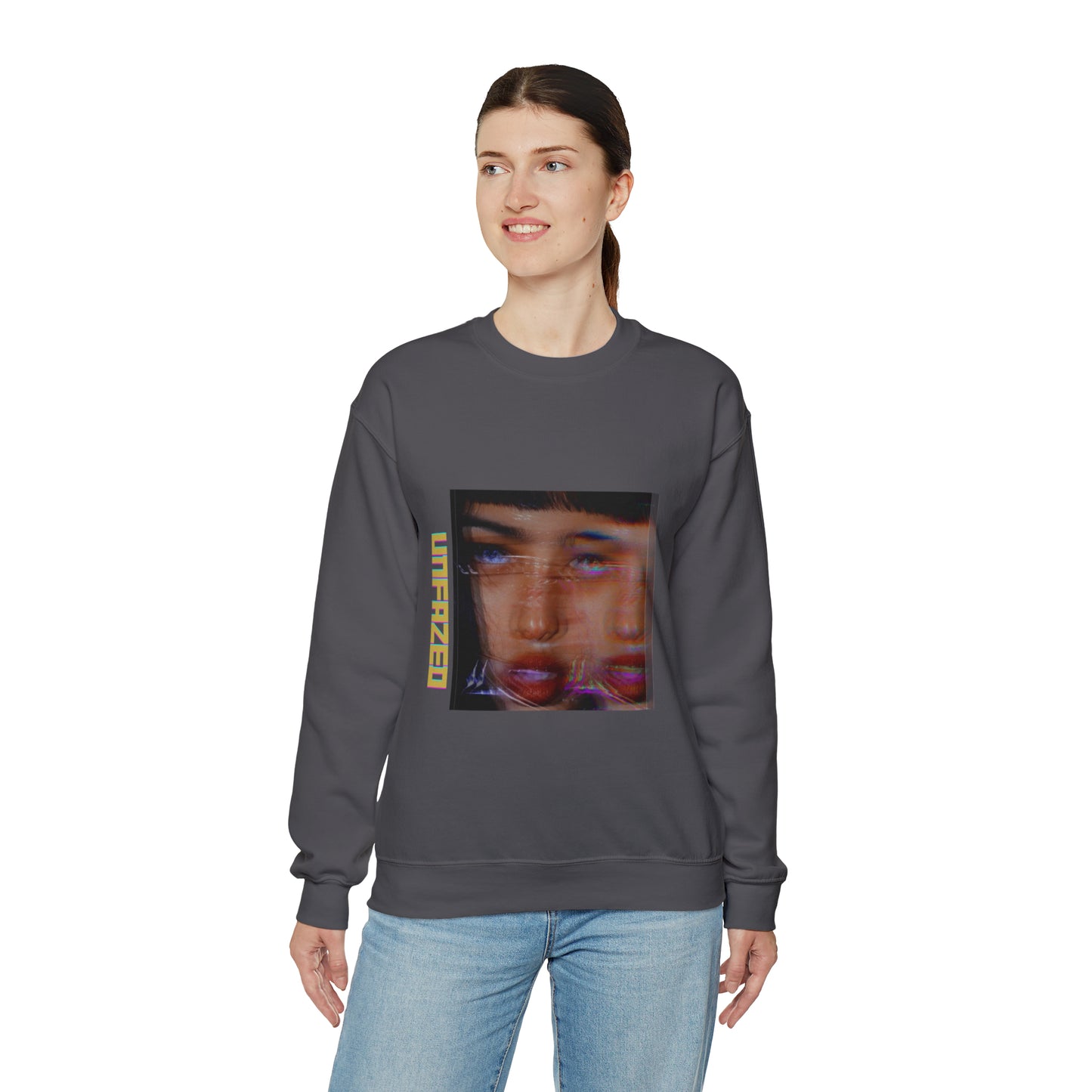 Unisex Heavy Blend™ Unfazed' Holographic Portrait Sweatshirt