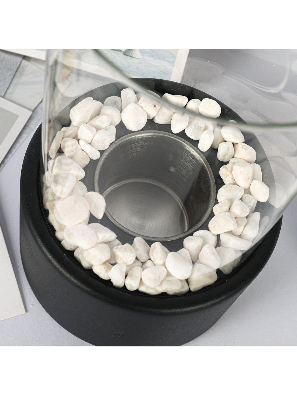 Portable Glass Decorative Alcohol Fireplace Table Lamp