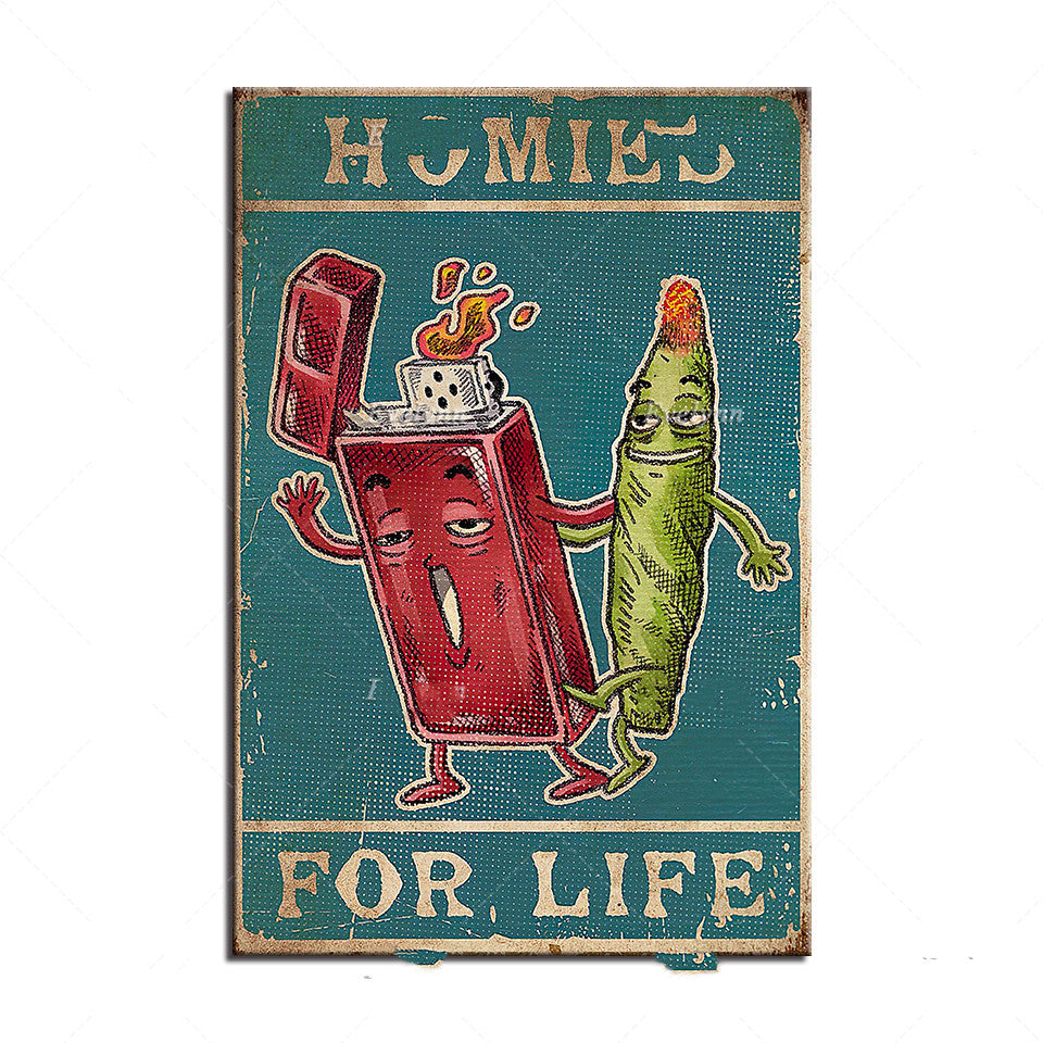 Vintage Cartoon Art - Funny Friendship Poster | Homies for Life