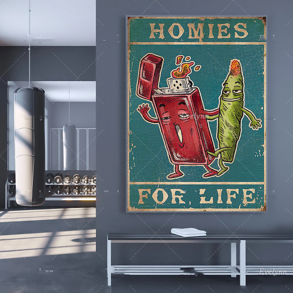 Vintage Cartoon Art - Funny Friendship Poster | Homies for Life