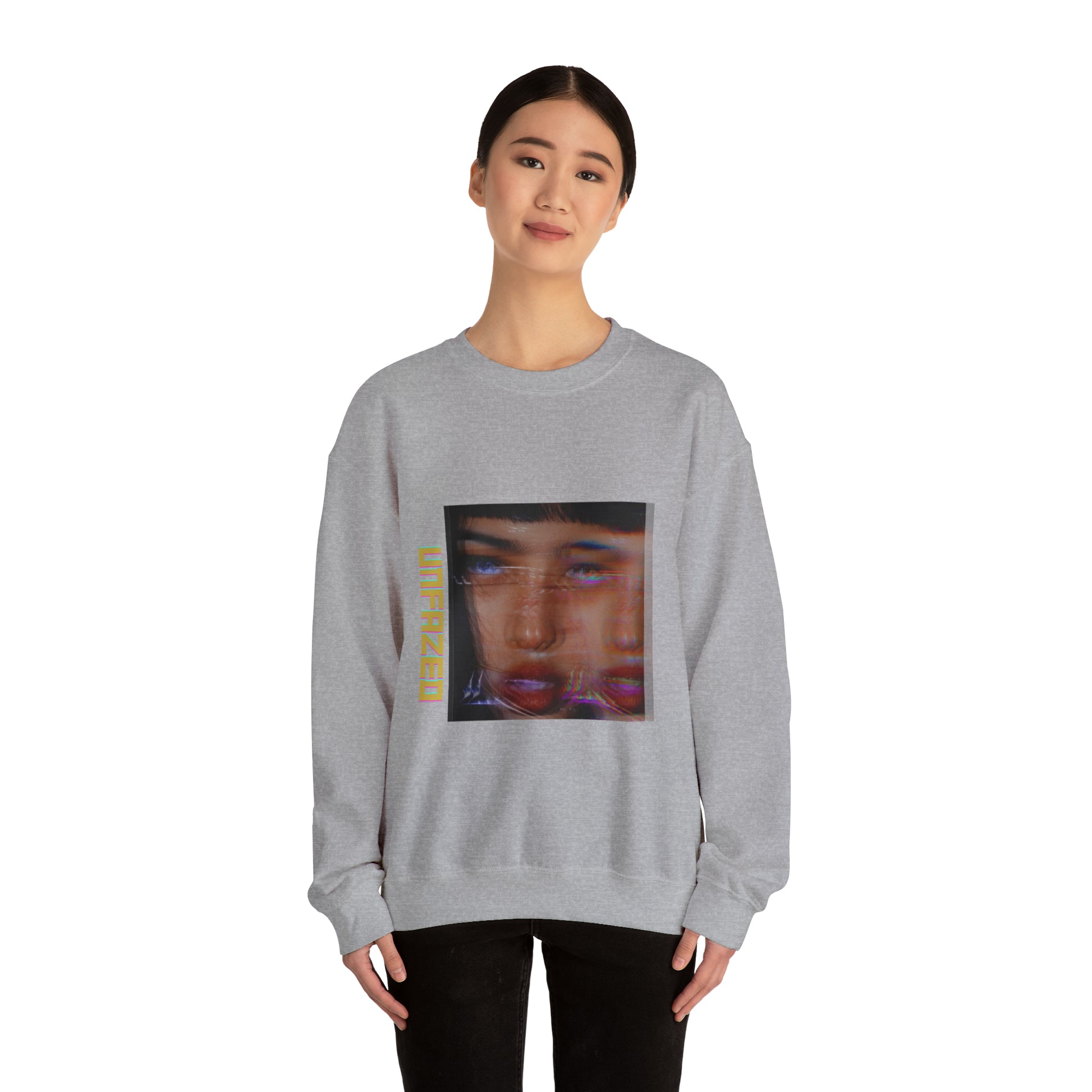 Unisex Heavy Blend™ Unfazed' Holographic Portrait Sweatshirt