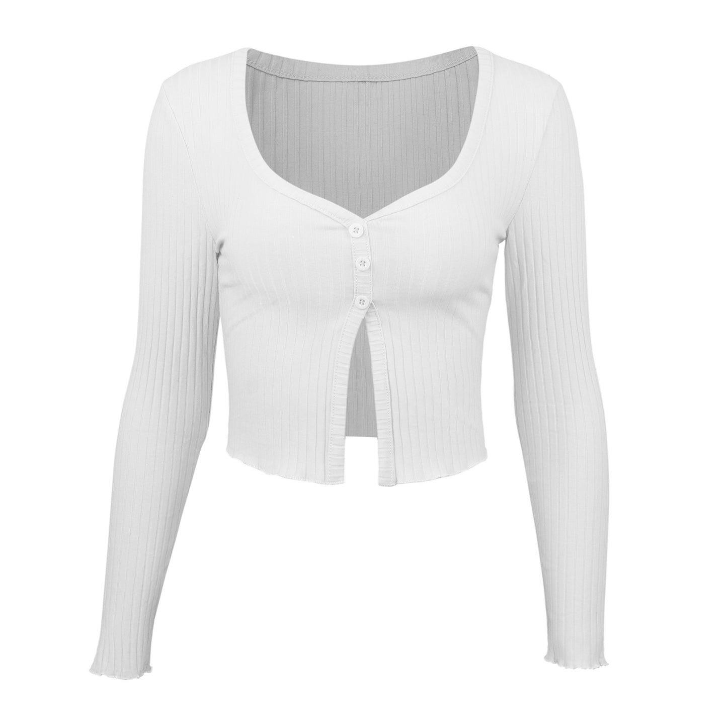 Long Sleeved Crop Cardigan Knit Top