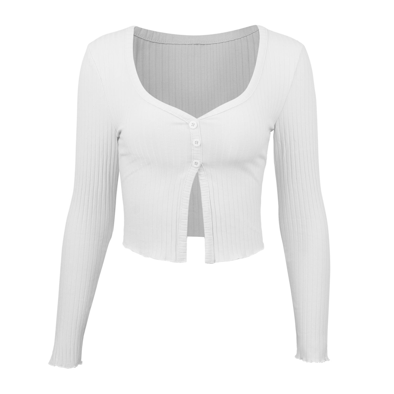 Long Sleeved Crop Cardigan Knit Top