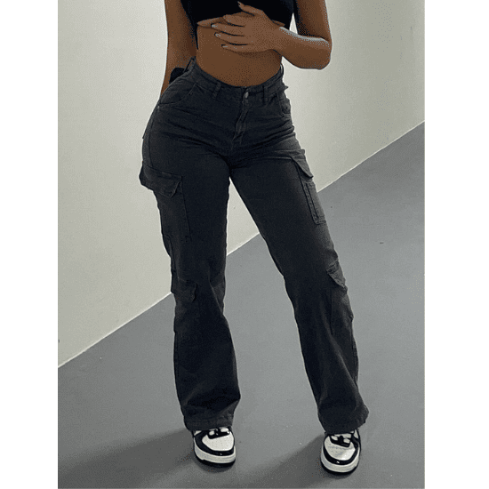 Vintage Y2k Cargo Women Pants 90s Streetwear Aesthetics Vacation Casual Fashion Female Clothing High Waist Overalls