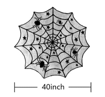 Halloween Decorations Tablecloth Runner Black Lace Round Spider Cobweb Table Cover Fireplace Mantel Scarf Spiderweb Fireplace