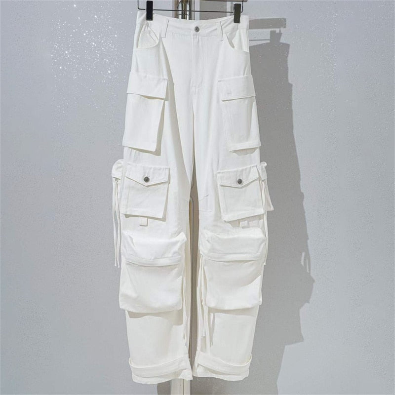 Women's Jeans Washed Process Korean Fashion Worn-out Cargo Pants Big Name Cotton Straight Trousers y2k Clothes.