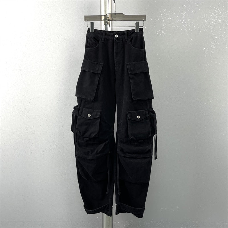 Women's Jeans Washed Process Korean Fashion Worn-out Cargo Pants Big Name Cotton Straight Trousers y2k Clothes.