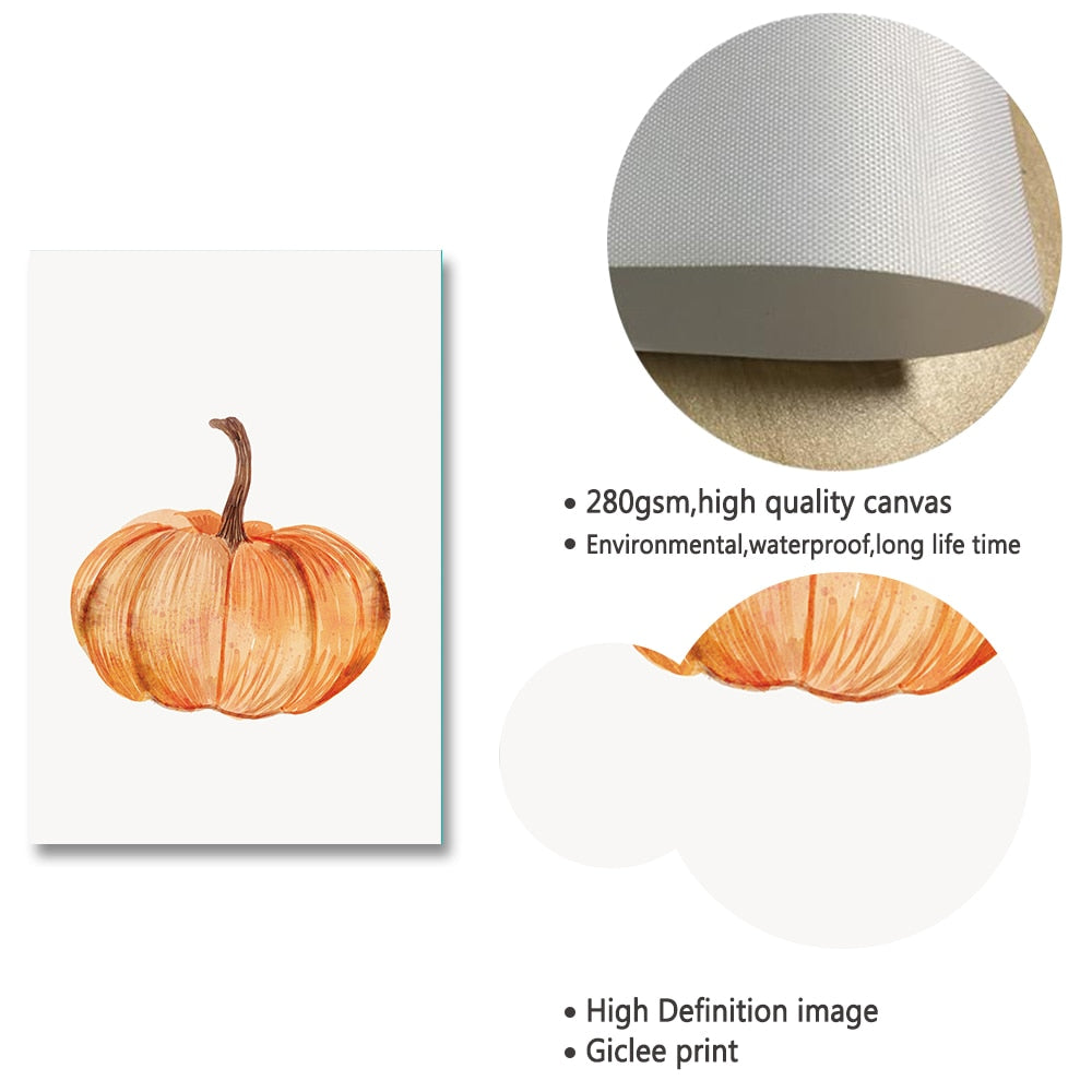 Fall Autumn Canvas Painting Hello Pumpkin Quote/Wall Pictures for Home Decor