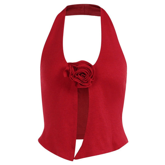 Flower Halter Knitted Vest Top