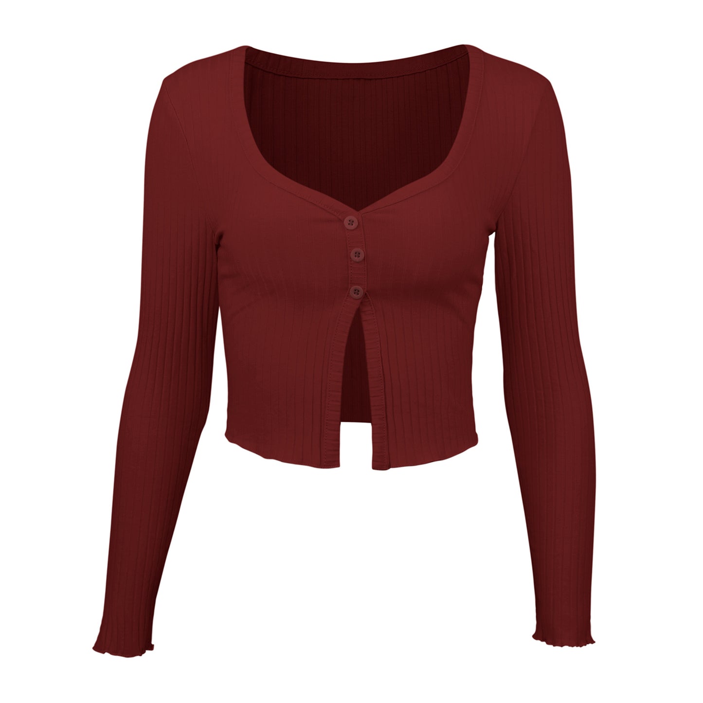 Long Sleeved Crop Cardigan Knit Top