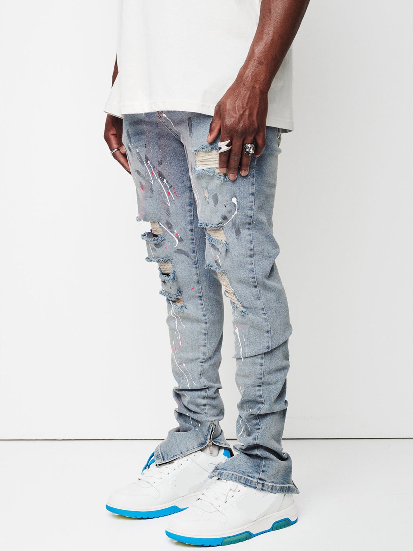 Streetwear ripped denim pants