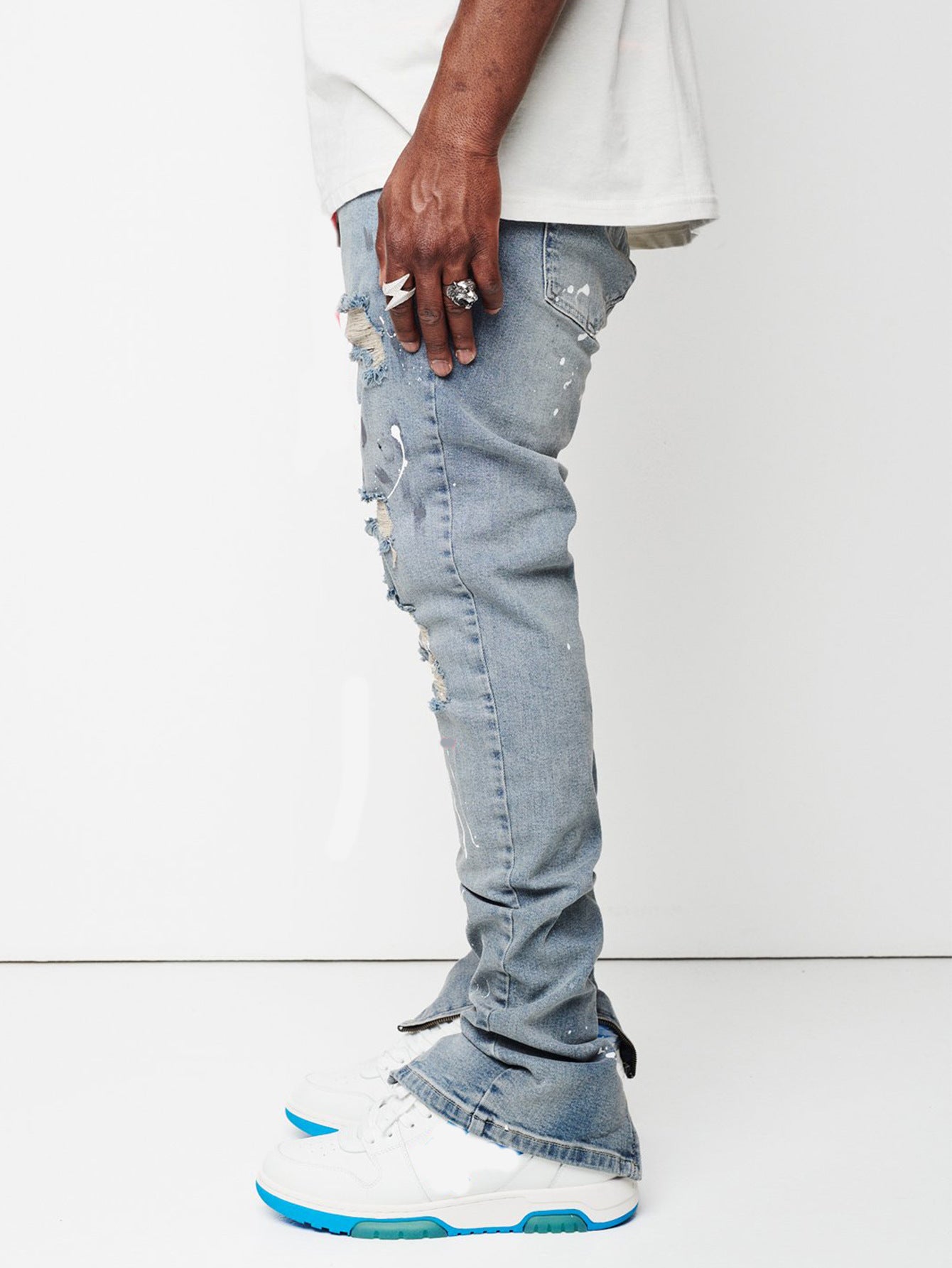 Streetwear ripped denim pants