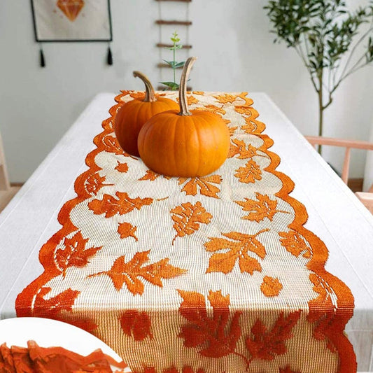 Fall Maple Leaf Lace Table Runner Dinner Parties Restaurant Party Decoration Thanksgiving decor