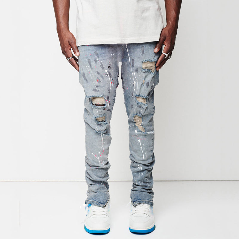 Streetwear ripped denim pants