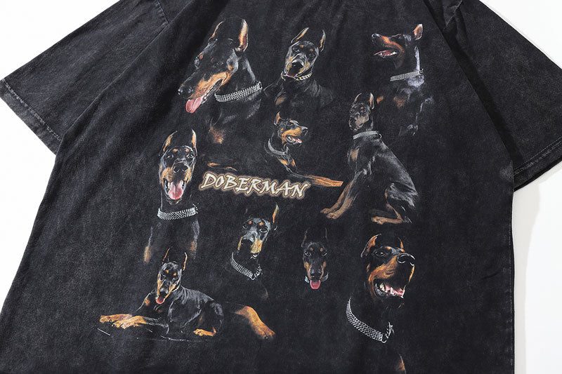 Vintage Doberman Dog Print T-Shirt