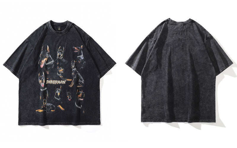 Vintage Doberman Dog Print T-Shirt